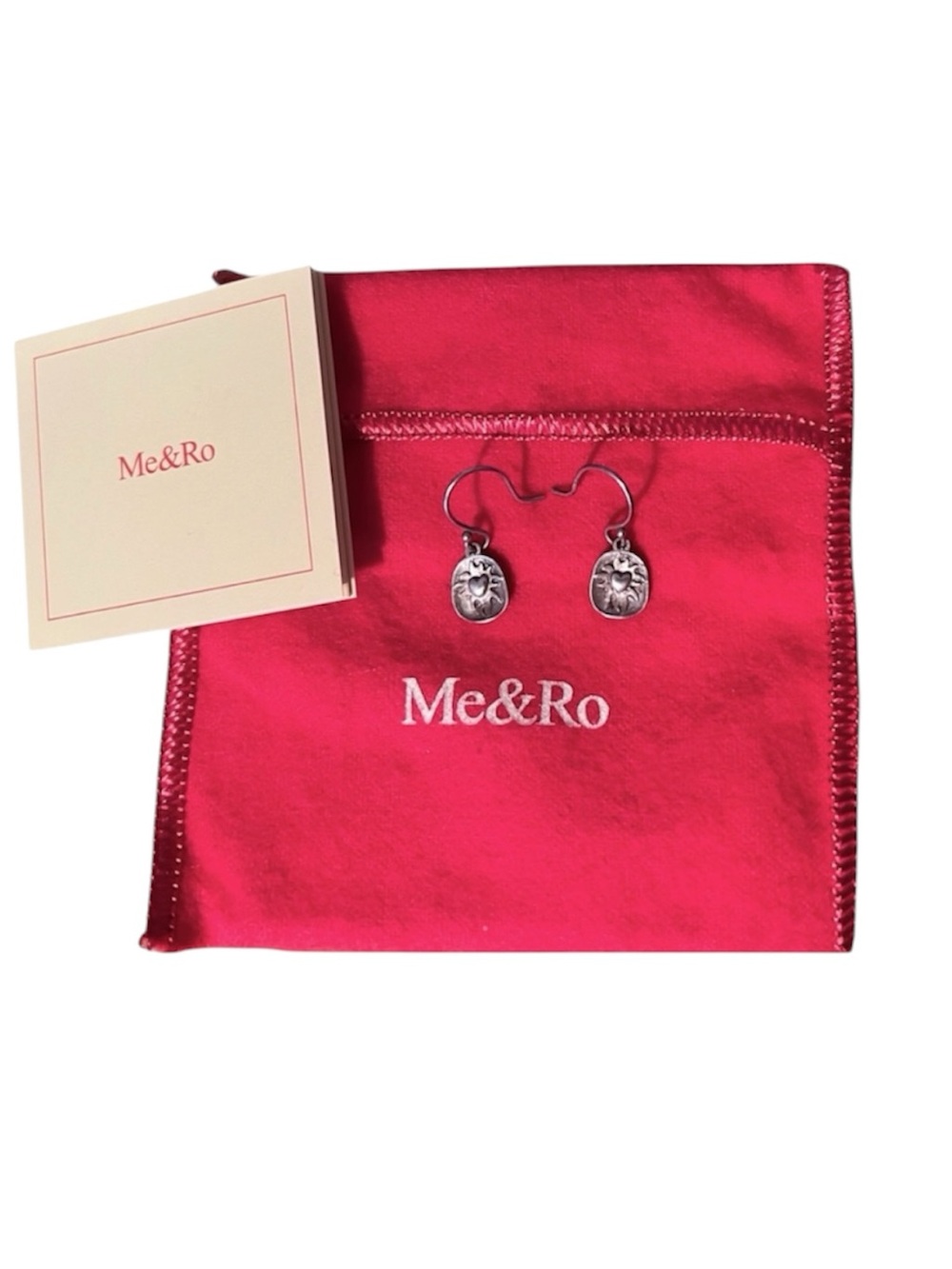 Me & Ro Silver Heart Flames Earrings Pierced Hooks